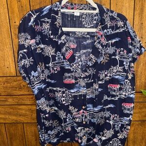 Old Navy Navy Blue Graphic Men's Shirt
